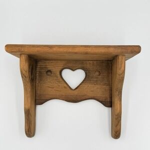 Rustic Wood Heart Wall Shelf Primitive Farmhouse Country Cottage Decor 12"